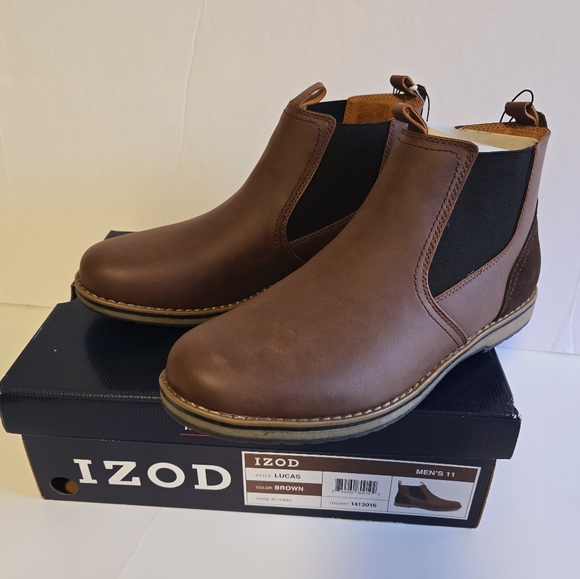 Izod Other - New Men's Size 11M Lucas Memory Foam Insole Pull-On Chukka Brown Leather Boot